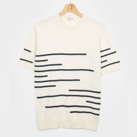 Adone Striped Organic Cotton T-Shirt in Natural | The Collaborative Store