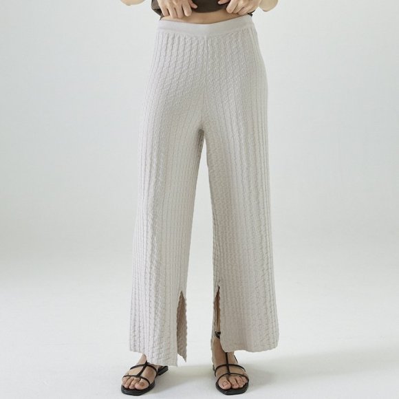 Bao Knitted Trousers in Light Grey Cotton | The Collaborative Store