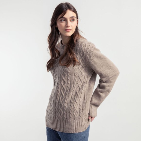 Amos Recycled Wool Cable Knit Sweater in Sand | The Collaborative Store