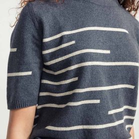 Adone Striped Organic Cotton T-Shirt in Anthracite Grey | The Collaborative Store