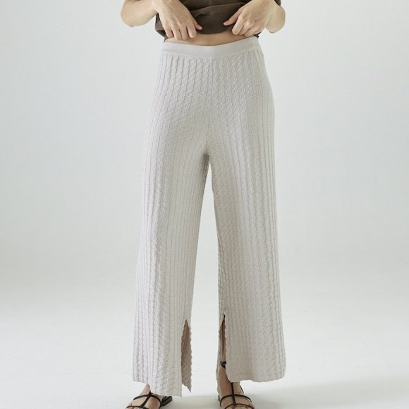 Bao Knitted Trousers in Light Grey Cotton | The Collaborative Store