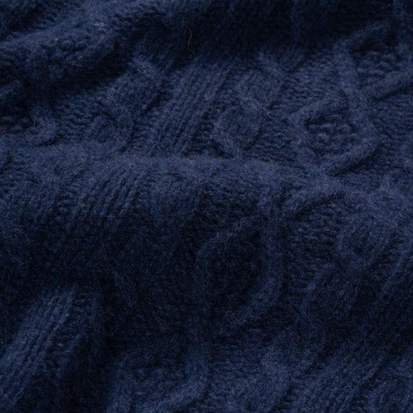 Amos Recycled Wool Cable Knit Sweater in Navy | The Collaborative Store