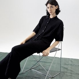 Lira Knitted Shirt in Black Cotton | The Collaborative Store