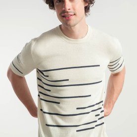 Adone Striped Organic Cotton T-Shirt in Natural | The Collaborative Store