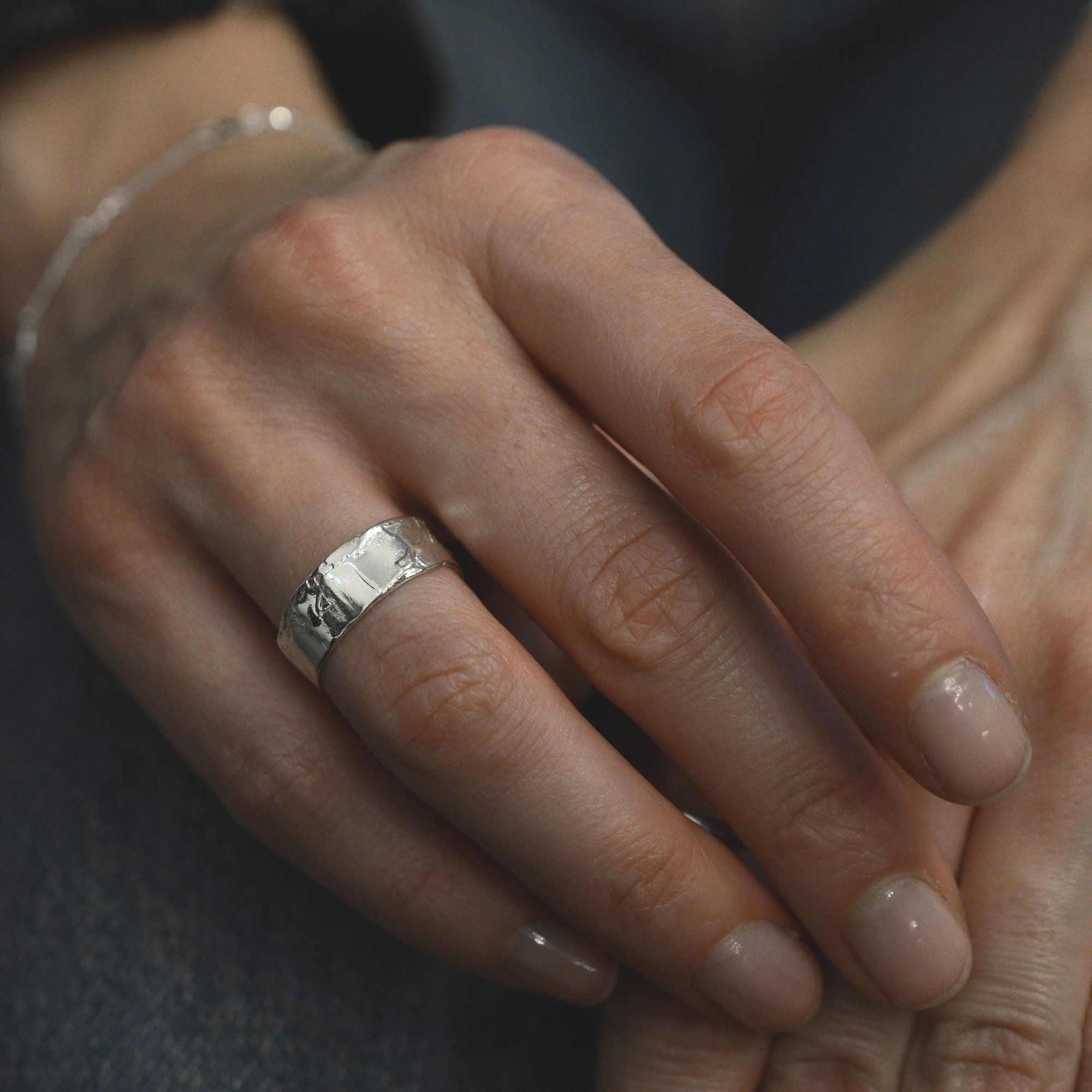 Eternal Flame Molten Silver Ring