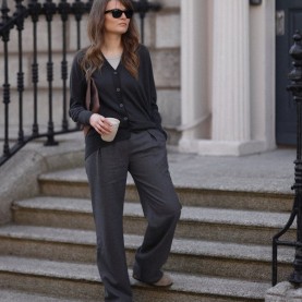 Wide Leg Wool Trousers in Grey | The Collaborative Store