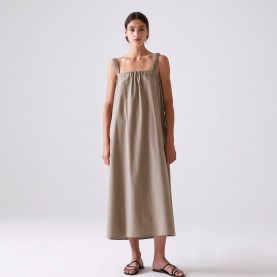 Fina Dress in Taupe Organic Cotton | The Collaborative Store