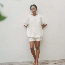 Oversized Short Sleeve Sweatshirt in Natural | The Collaborative Store