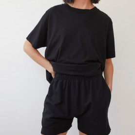 Easy Shorts in Black Organic Cotton | The Collaborative Store