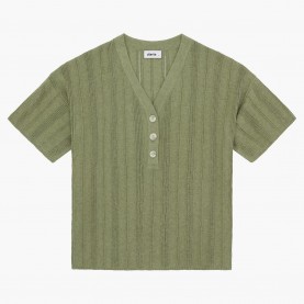 Aire Textured Polo Top in Sage | The Collaborative Store