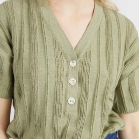 Aire Textured Polo Top in Sage | The Collaborative Store