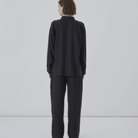 Perry Wide Leg Trousers in Black Tencel | The Collaborative Store