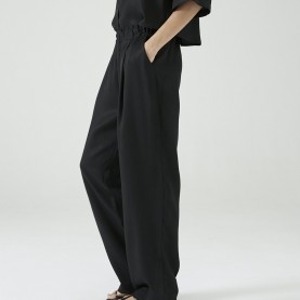 Perry Wide Leg Trousers in Black Tencel | The Collaborative Store