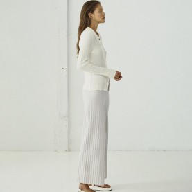 Bao Knitted Trousers in Light Grey Cotton | The Collaborative Store