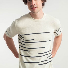 Adone Striped Organic Cotton T-Shirt in Natural | The Collaborative Store