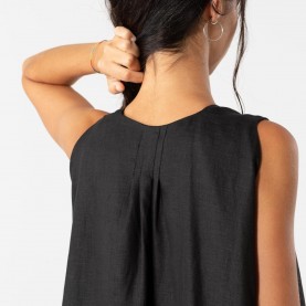 V-Neck Linen Maxi Dress in Black | The Collaborative Store