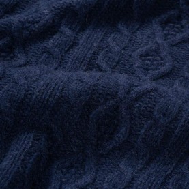 Amos Recycled Wool Cable Knit Sweater in Navy | The Collaborative Store