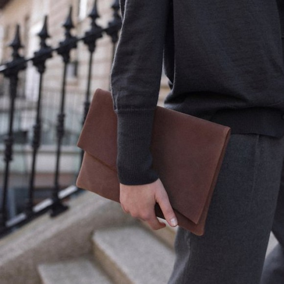 Leather Fold Clutch in Chocolate | The Collaborative Store