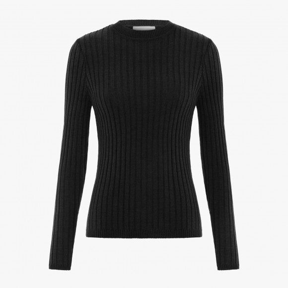 Valley Ribbed Merino Top in Charcoal | The Collaborative Store