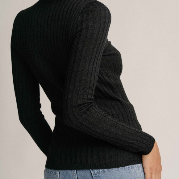 Valley Ribbed Merino Top in Charcoal | The Collaborative Store