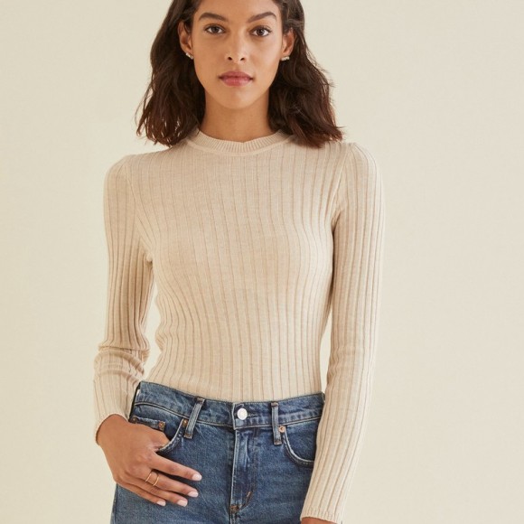 Valley Ribbed Merino Top in Oatmeal | The Collaborative Store