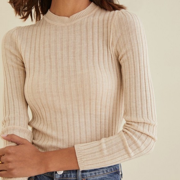 Valley Ribbed Merino Top in Oatmeal | The Collaborative Store