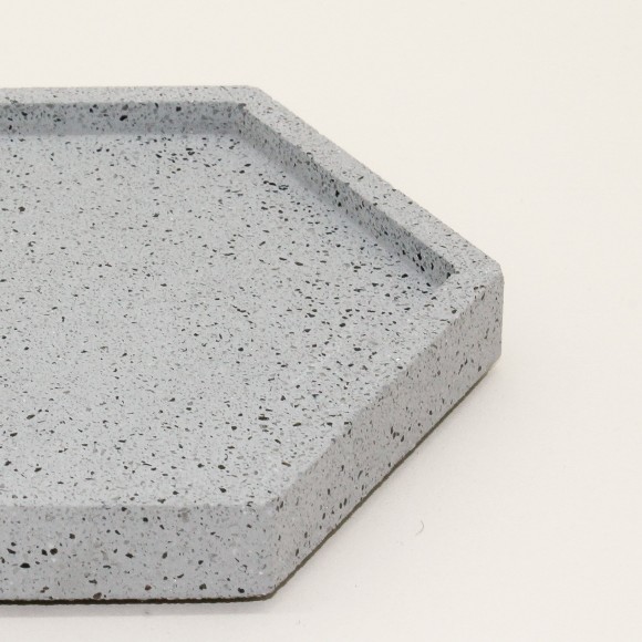 Hexagonal Granite Trinket Tray in Grey | The Collaborative Store