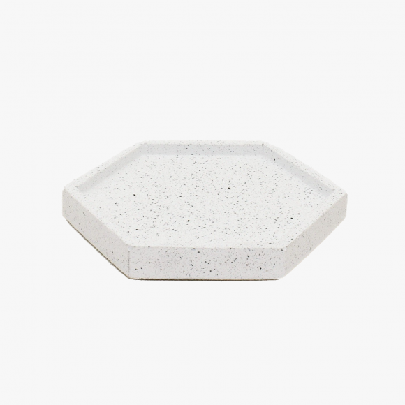 Hexagonal Granite Trinket Tray in White | The Collaborative Store