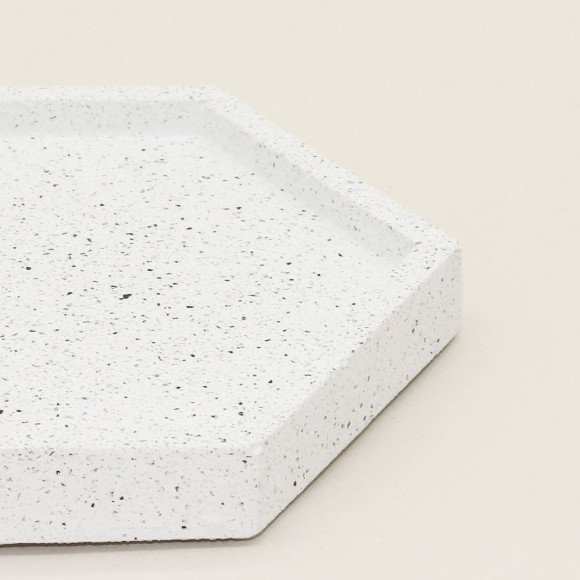 Hexagonal Granite Trinket Tray in White | The Collaborative Store