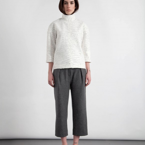 Cropped Wide Leg Trousers in Grey | The Collaborative Store