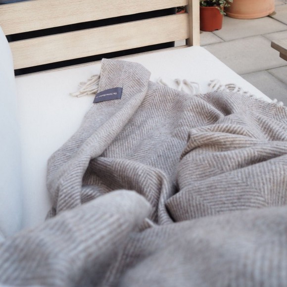 Recycled Wool Throw in Natural Beige | The Collaborative Store