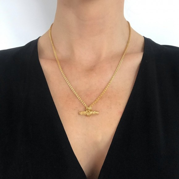 Knotted T Bar Necklace in Gold | The Collaborative Store