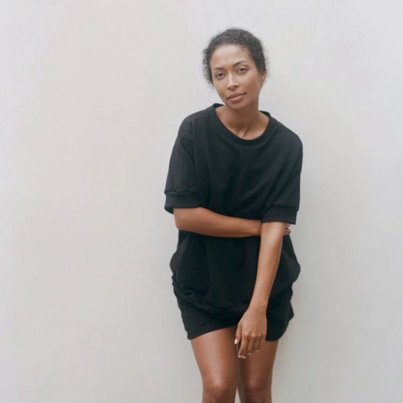 Oversized Short Sleeve Sweatshirt in Black | The Collaborative Store