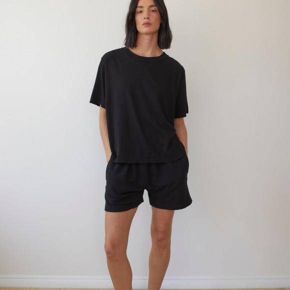 Easy Shorts in Black Organic Cotton | The Collaborative Store