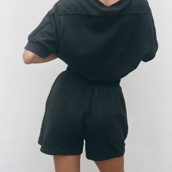 Easy Shorts in Black Organic Cotton | The Collaborative Store