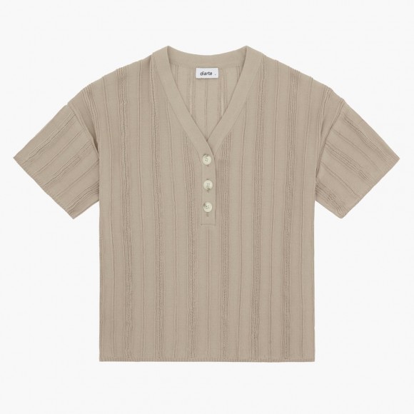 Aire Textured Polo Top in Taupe | The Collaborative Store