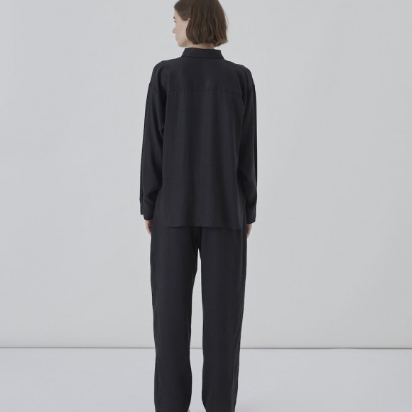 Perry Wide Leg Trousers in Black Tencel | The Collaborative Store