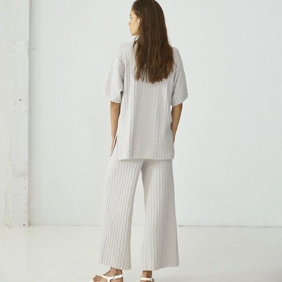 Bao Knitted Trousers in Light Grey Cotton | The Collaborative Store