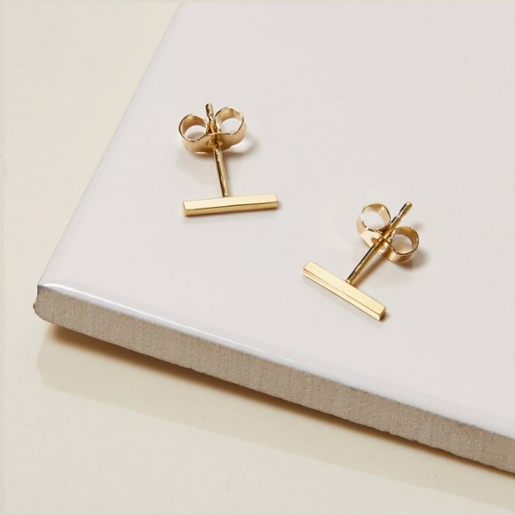 Bar Stud Earrings in Gold | The Collaborative Store